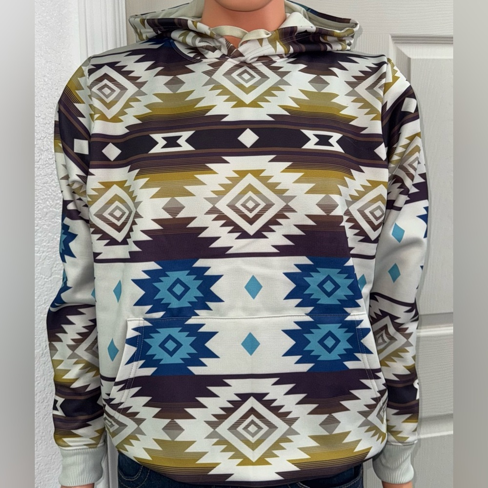 Geometric Patterned Hoodie - Multicolor